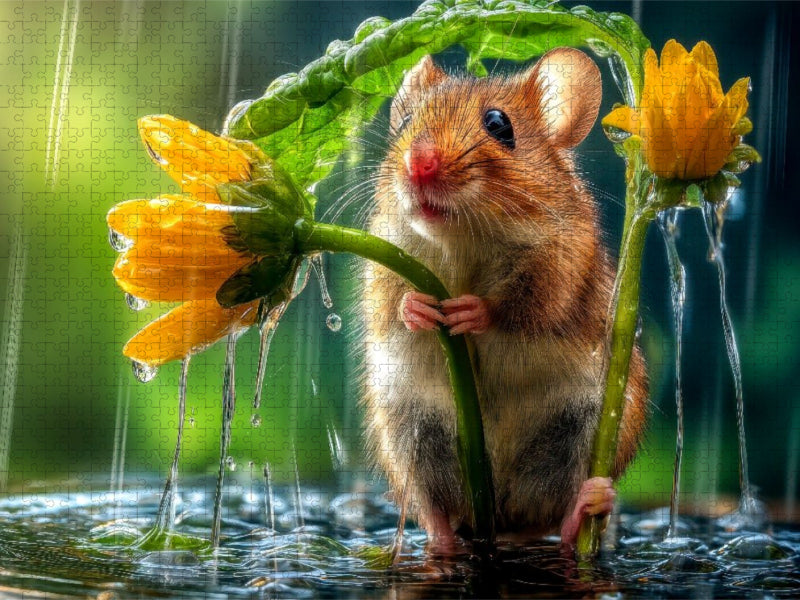 Ganz schön viel Regen für so eine zarte Blume - CALVENDO Foto-Puzzle'