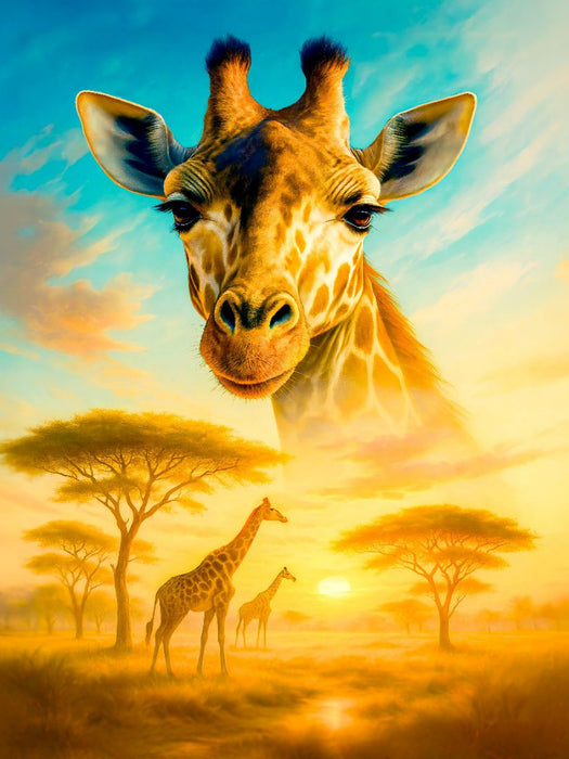 Hoher Blick - Giraffe zwischen Licht und Baum - CALVENDO Foto-Puzzle'