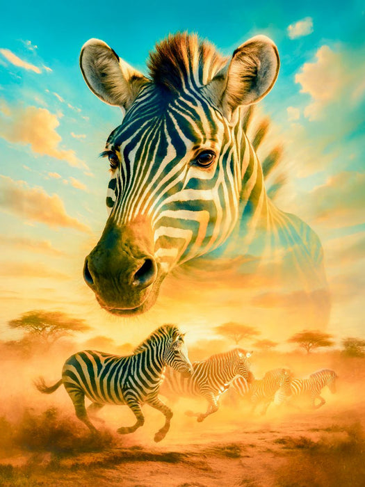 Afrikanische Harmonie - Zebra im Streifenlicht - CALVENDO Foto-Puzzle'