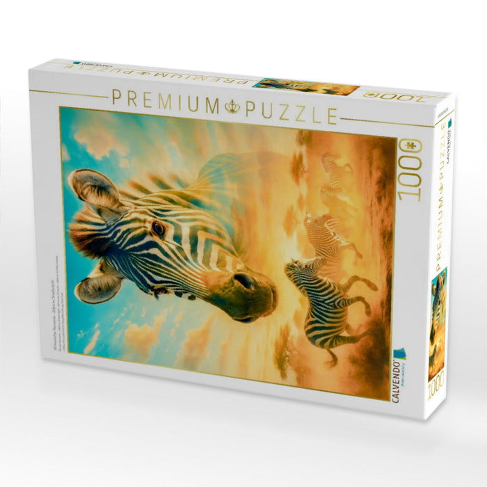Afrikanische Harmonie - Zebra im Streifenlicht - CALVENDO Foto-Puzzle'
