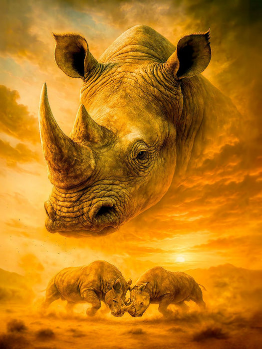 Urgewalt Afrikas - Breitmaulnashorn im Porträt - CALVENDO Foto-Puzzle'