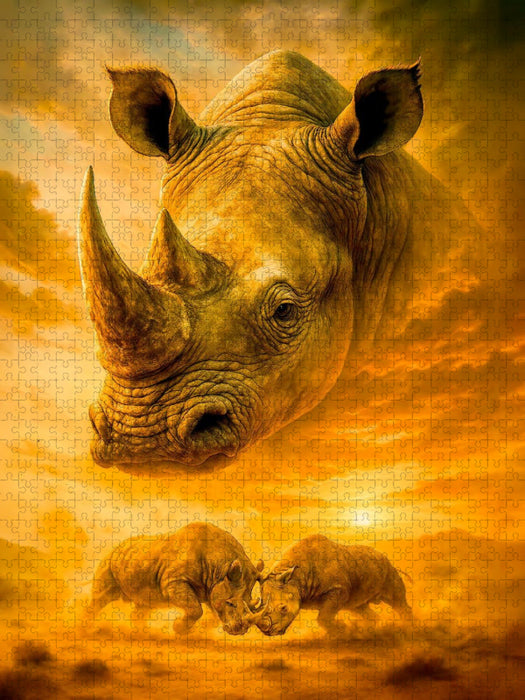 Urgewalt Afrikas - Breitmaulnashorn im Porträt - CALVENDO Foto-Puzzle'