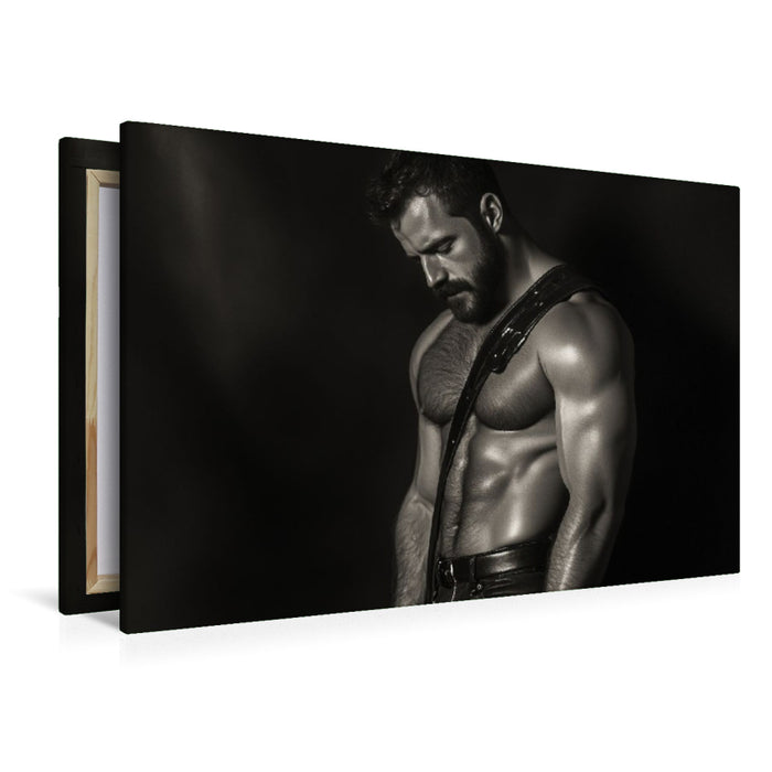 Premium Textil-Leinwand Er trug nichts außer Leder – und pure Dominanz