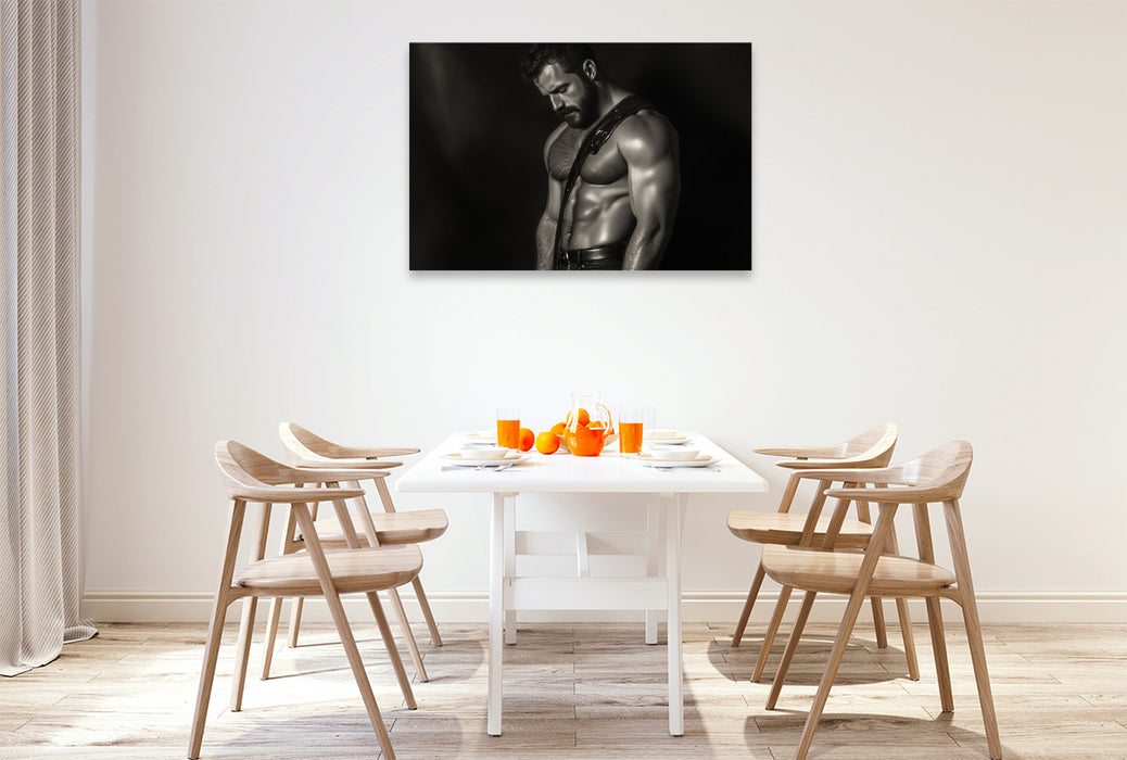 Premium Textil-Leinwand Er trug nichts außer Leder – und pure Dominanz