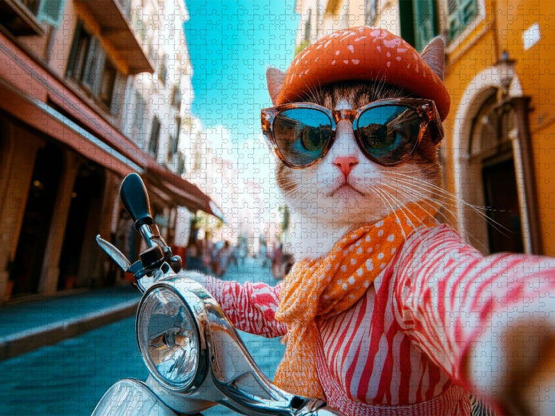 Katzendame und das italienische Flair - CALVENDO Foto-Puzzle'