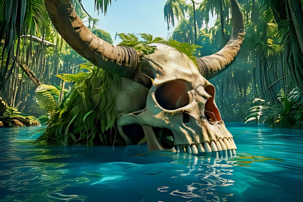 Premium Textil-Leinwand Der Schädel in der Karibik