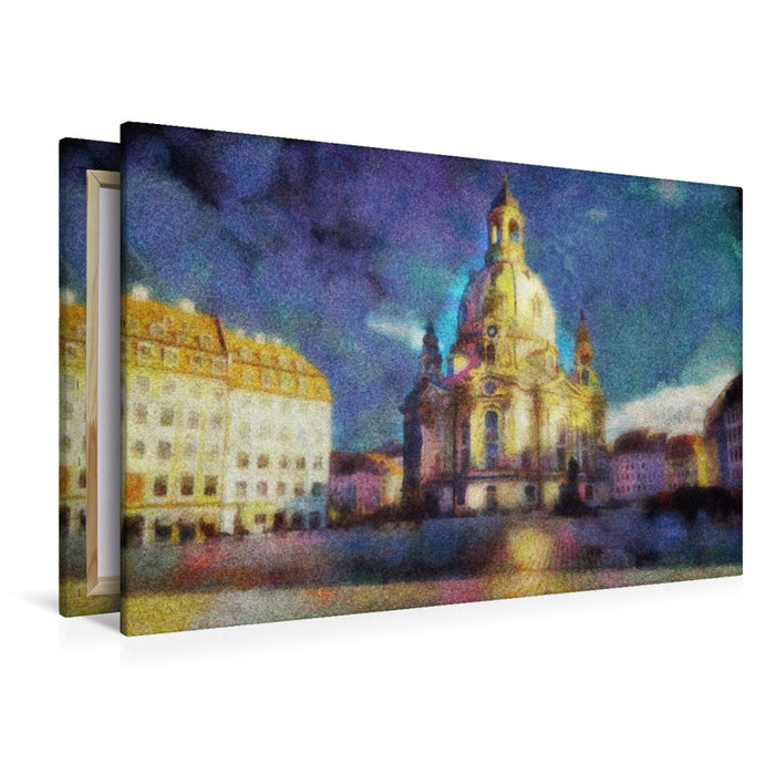 Premium Textil-Leinwand Frauenkirche in Dresden, Deutschland