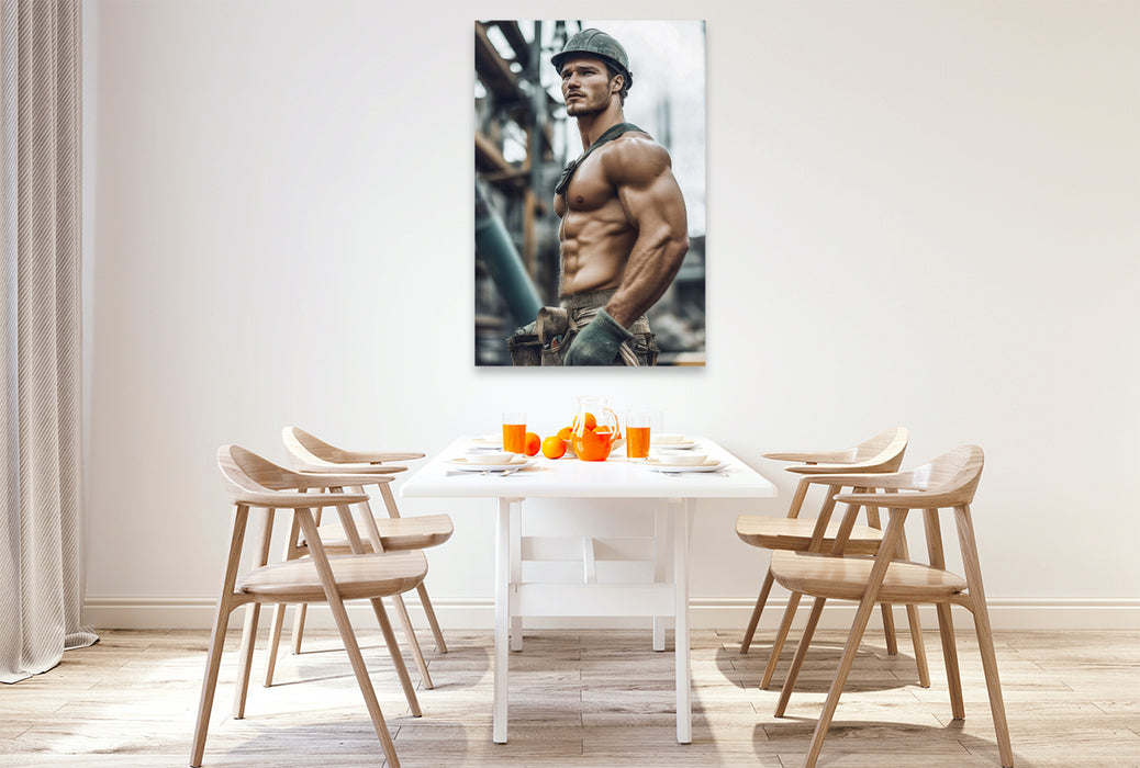 Premium Textil-Leinwand Die Welt braucht starke Männer – ich brauche nur seinen Blick