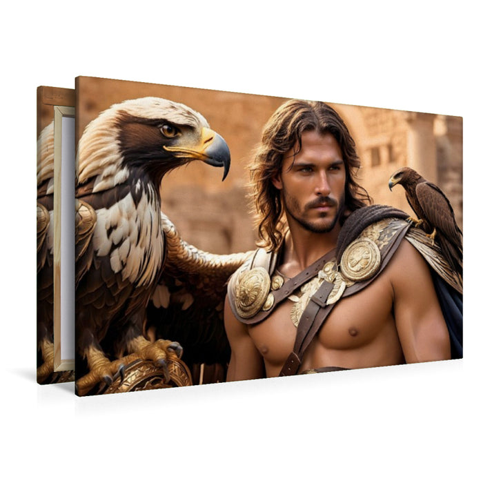 Premium Textil-Leinwand Heroischer Krieger mit mächtigem Adler