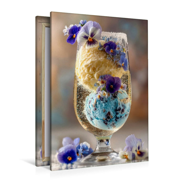 Premium Textil-Leinwand Eiscreme trifft Sekt