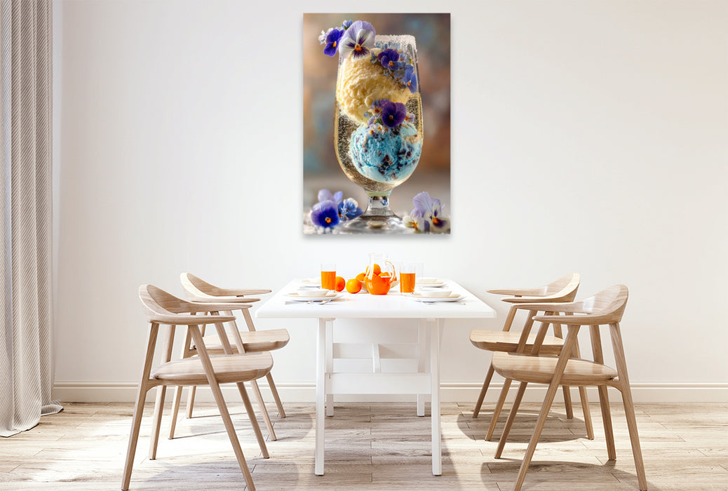 Premium Textil-Leinwand Eiscreme trifft Sekt