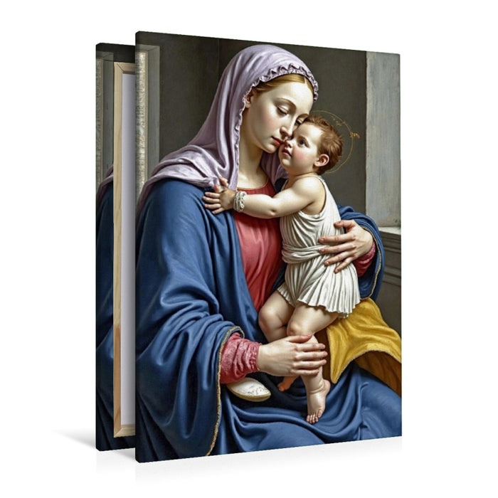Premium Textil-Leinwand Inspiriert von Sandro Botticelli/Madonna mit Kind (ca. 1490)