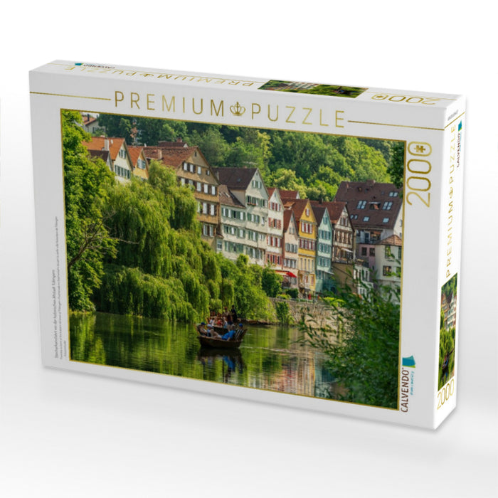 Stocherkahnfahrt vor der historischen Altstadt Tübingens - CALVENDO Foto-Puzzle'