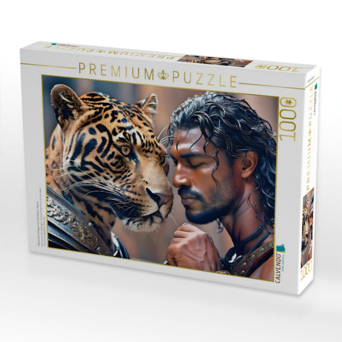 Heroischer Krieger mit mächtigem Jaguar - CALVENDO Foto-Puzzle'