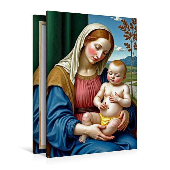 Premium Textil-Leinwand Inspiriert von Giovanni Bellini/Madonna mit Kind (1510)