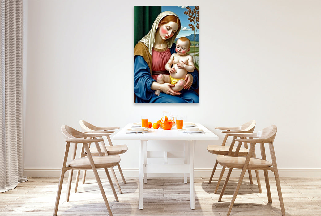 Premium Textil-Leinwand Inspiriert von Giovanni Bellini/Madonna mit Kind (1510)