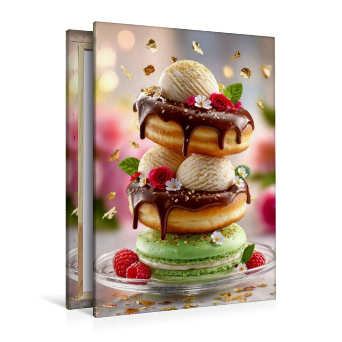 Premium Textil-Leinwand Süße Glückseligkeit - Donuts und Eiscreme