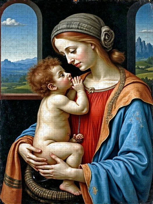 Inspiriert von Leonardo da Vinci/Madonna Litta (1490) - CALVENDO Foto-Puzzle'