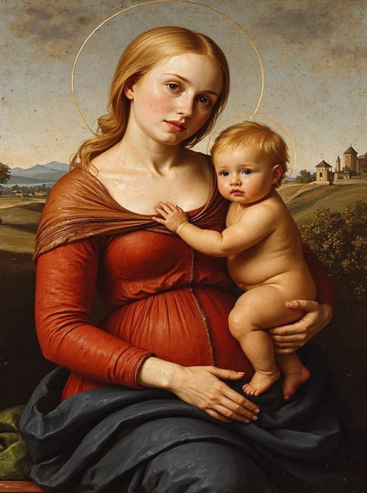 Inspiriert von Raffael/Madonna mit Kind (ca. 1508) - CALVENDO Foto-Puzzle'