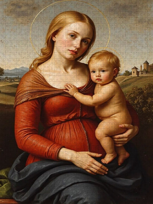 Inspiriert von Raffael/Madonna mit Kind (ca. 1508) - CALVENDO Foto-Puzzle'
