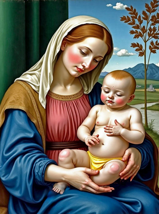 Inspiriert von Giovanni Bellini/Madonna mit Kind (1510) - CALVENDO Foto-Puzzle'