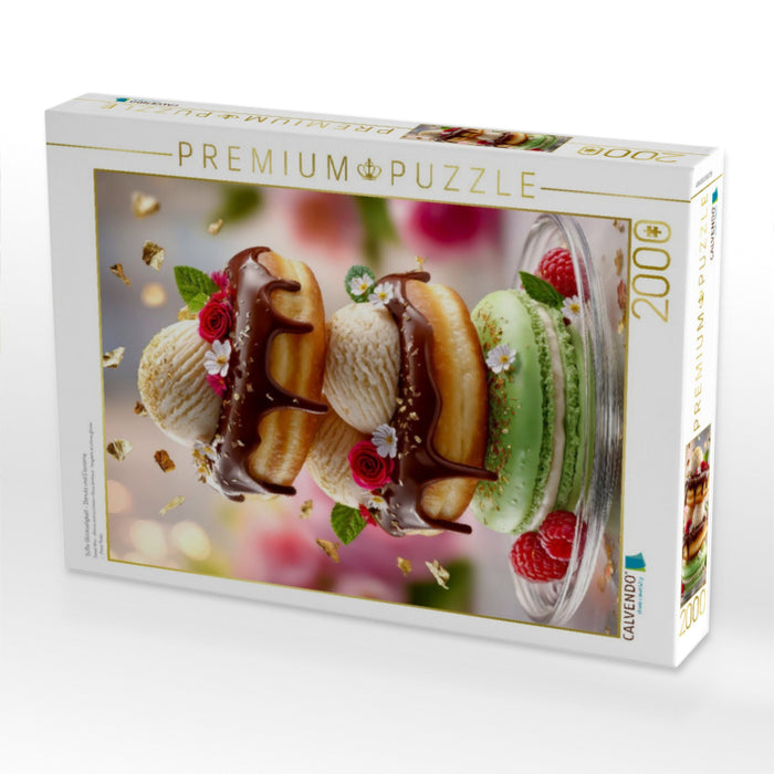Süße Glückseligkeit - Donuts und Eiscreme - CALVENDO Foto-Puzzle'