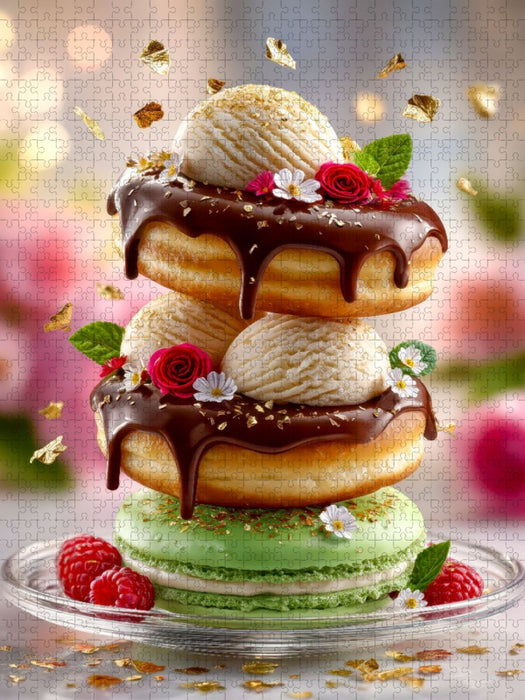 Süße Glückseligkeit - Donuts und Eiscreme - CALVENDO Foto-Puzzle'