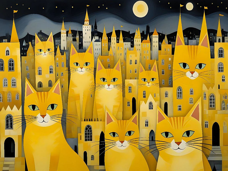 Katzen - Schnurren unterm Sternenhimmel - CALVENDO Foto-Puzzle'