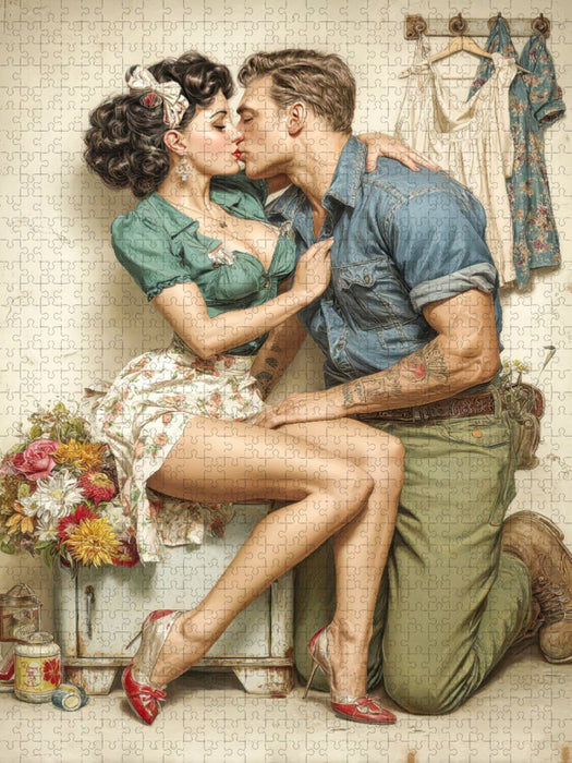 Oh lala, ein Küsschen im Flur - CALVENDO Foto-Puzzle'