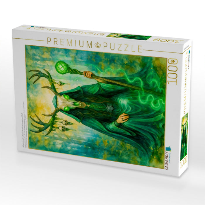 Geheimnisvolle keltische Druidin mit Geweih und Kraft - CALVENDO Foto-Puzzle'