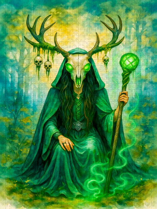 Geheimnisvolle keltische Druidin mit Geweih und Kraft - CALVENDO Foto-Puzzle'