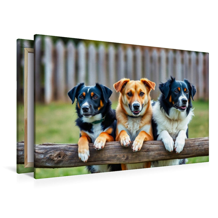 Premium Textil-Leinwand Aufpassen am Zaun