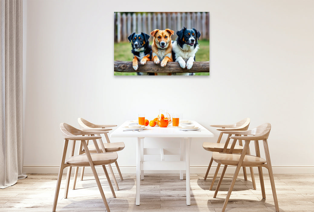 Premium Textil-Leinwand Aufpassen am Zaun