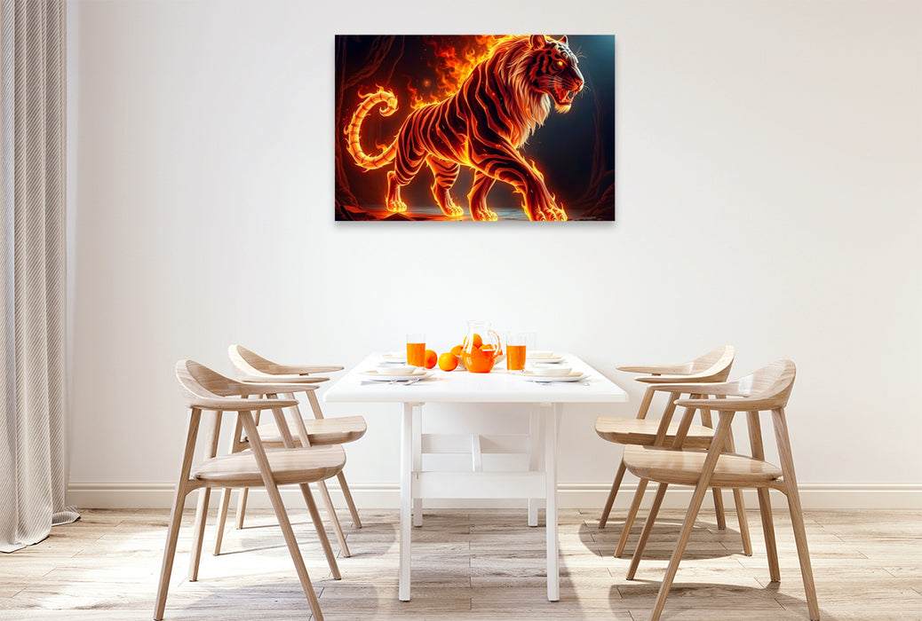 Premium Textil-Leinwand Feuer