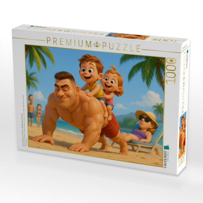 Kurze Übungen am Strand - Bodybuilder mit Familie - CALVENDO Foto-Puzzle'