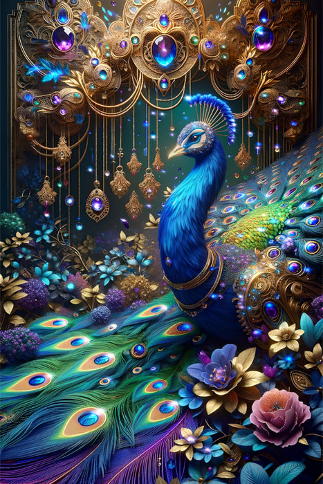 Premium Textil-Leinwand Magie des Pfaus