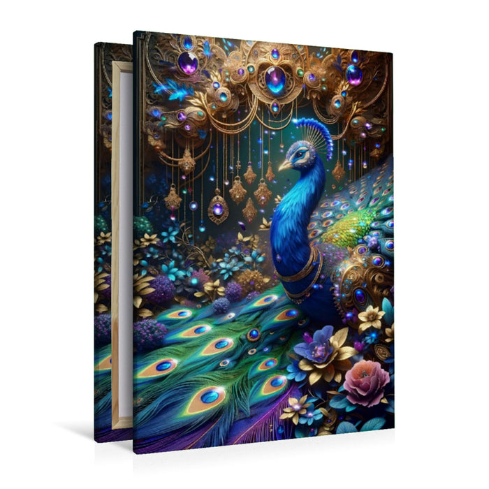 Premium Textil-Leinwand Magie des Pfaus