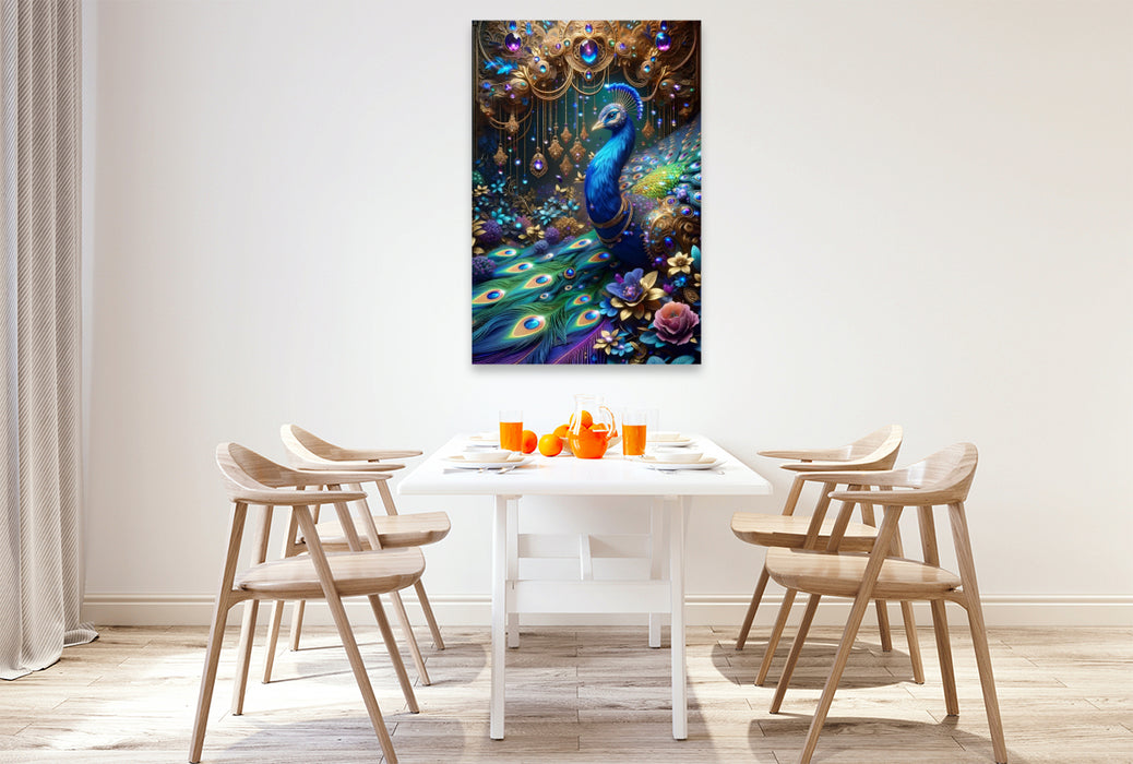 Premium Textil-Leinwand Magie des Pfaus