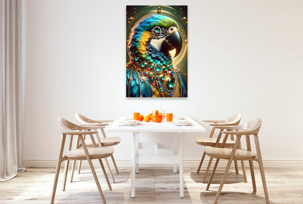 Premium Textil-Leinwand Magie des Papageis