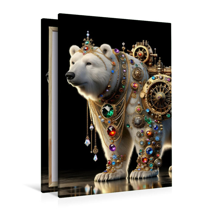 Premium Textil-Leinwand Eisbärenmagie
Krafttier Eisbär – Die Kraft des Nordlichts