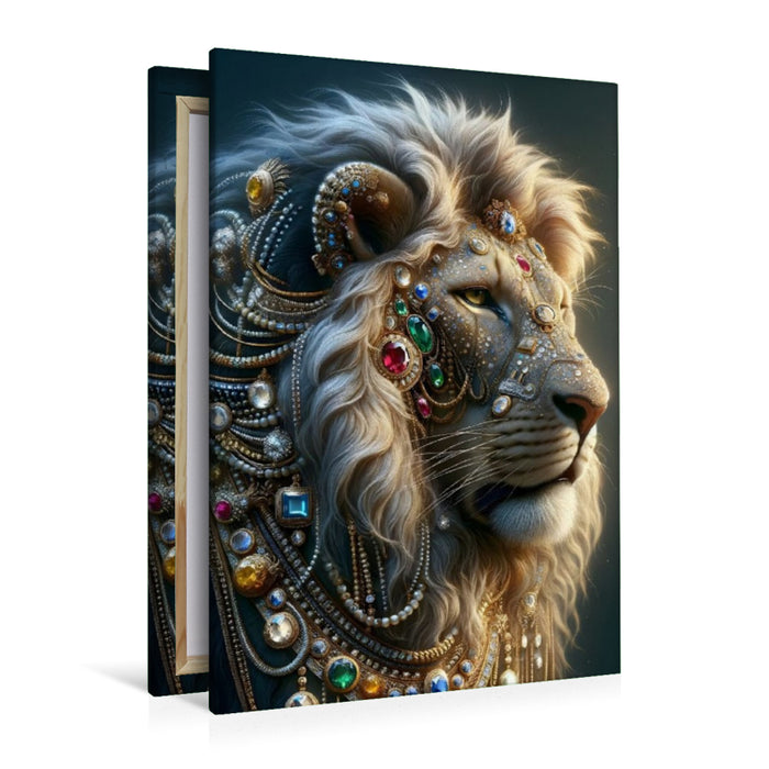 Premium Textil-Leinwand Der Löwenblick