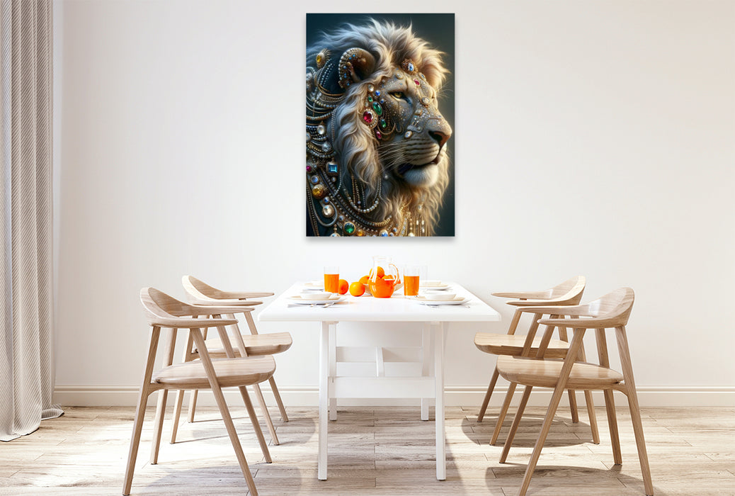 Premium Textil-Leinwand Der Löwenblick