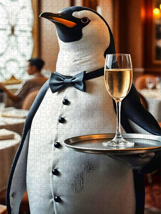 Pinguin serviert stilvoll - CALVENDO Foto-Puzzle'