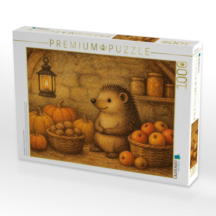 Vorratsglück – Der Igel und sein Keller - CALVENDO Foto-Puzzle'