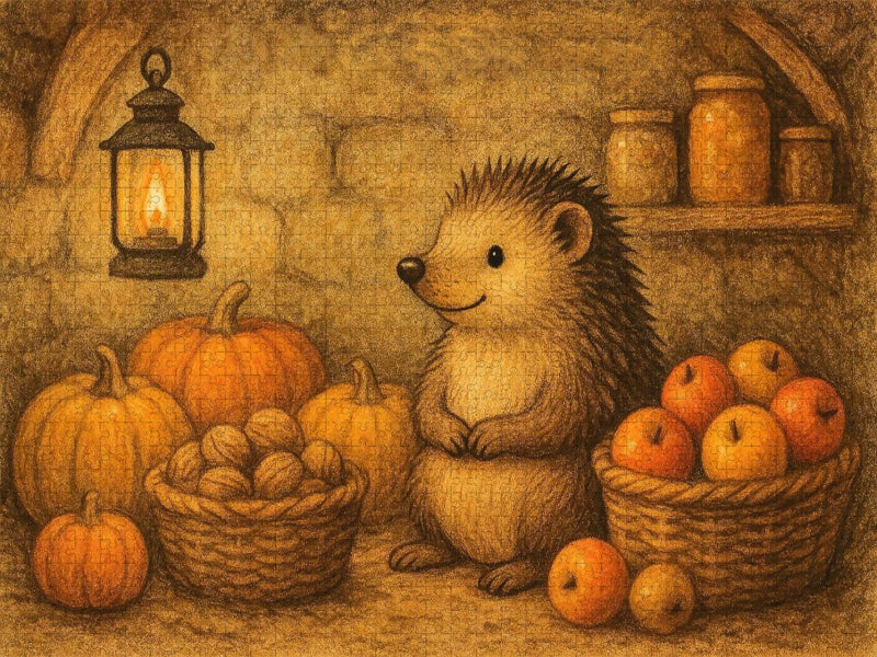Vorratsglück – Der Igel und sein Keller - CALVENDO Foto-Puzzle'