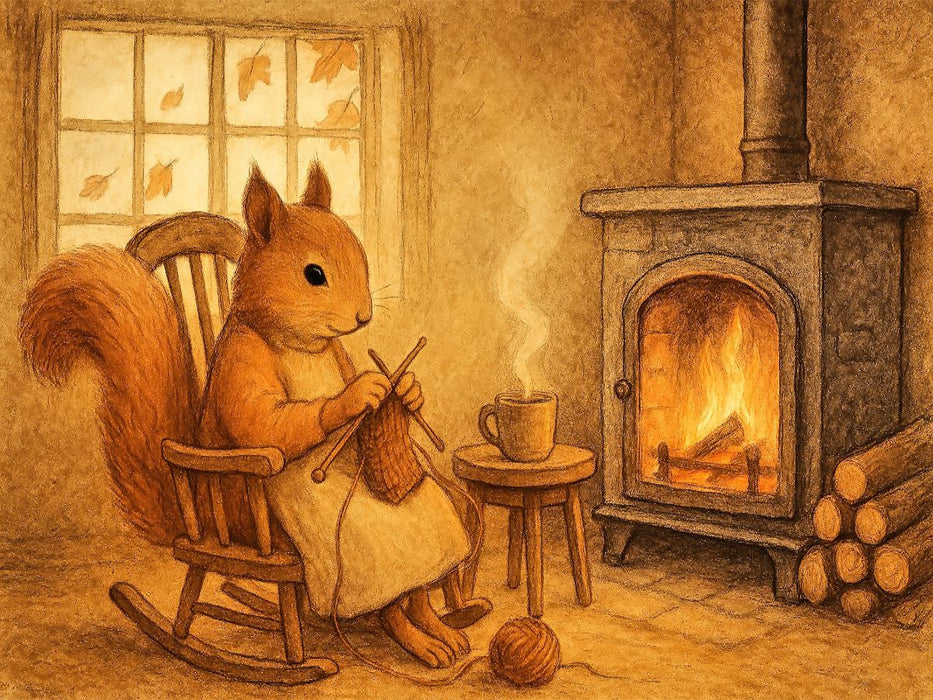 Kaminträume – Das strickende Eichhörnchen - CALVENDO Foto-Puzzle'