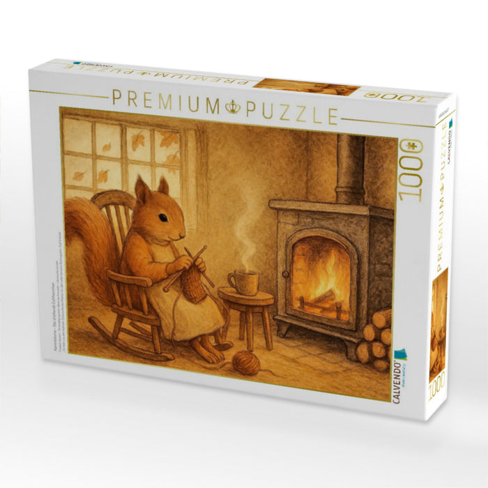 Kaminträume – Das strickende Eichhörnchen - CALVENDO Foto-Puzzle'