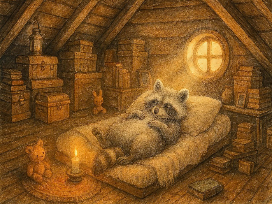 Dachbodenträumer – Der kleine Waschbär - CALVENDO Foto-Puzzle'