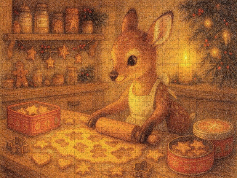 Rehlein backt Weihnachtszauber - CALVENDO Foto-Puzzle'