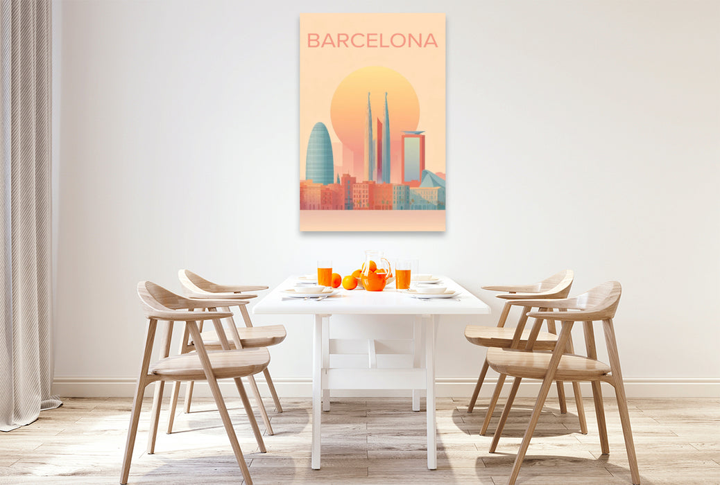 Premium Textil-Leinwand Barcelona